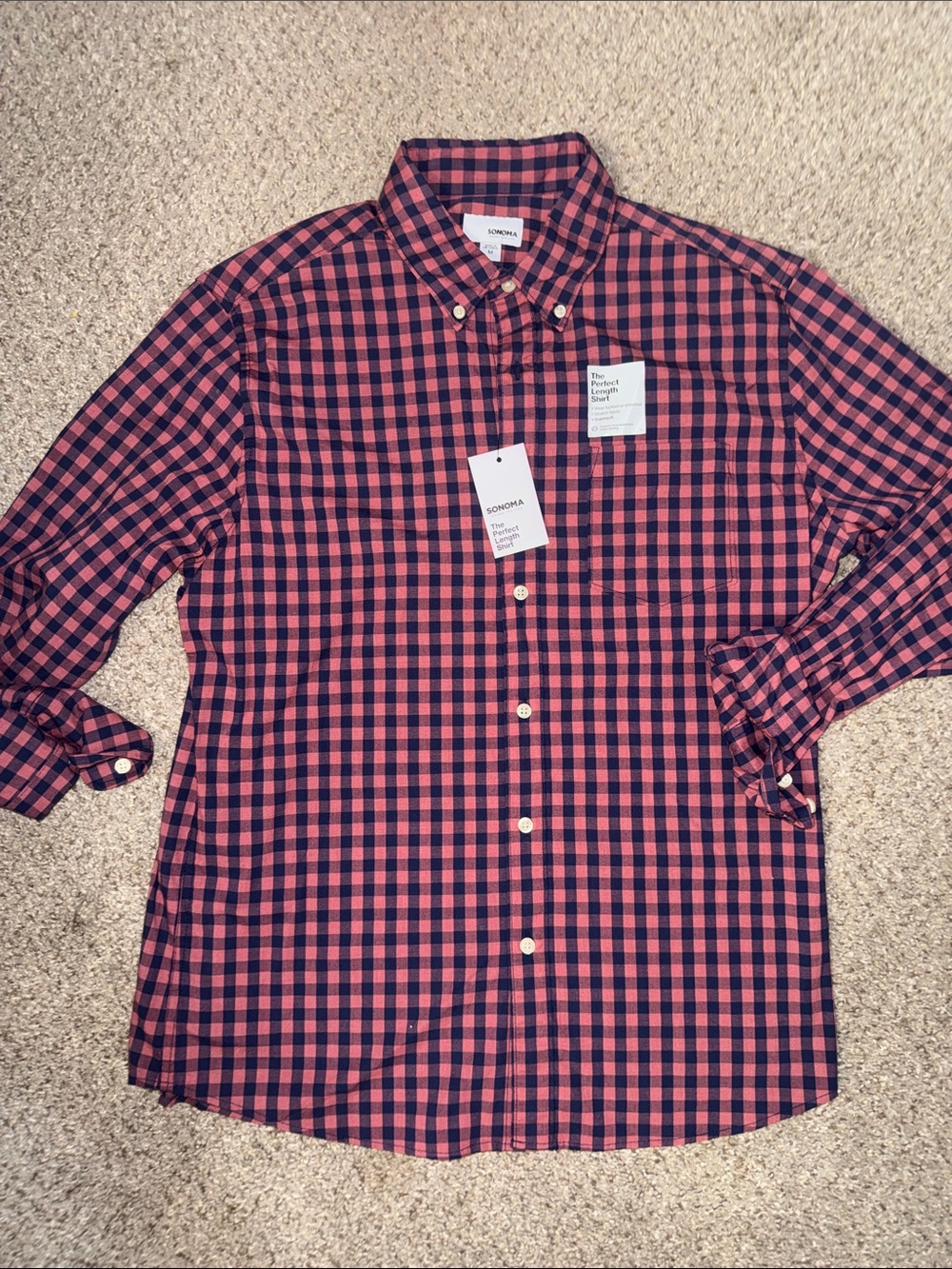 Sonoma Red and Navy Check Button-Down Shirt